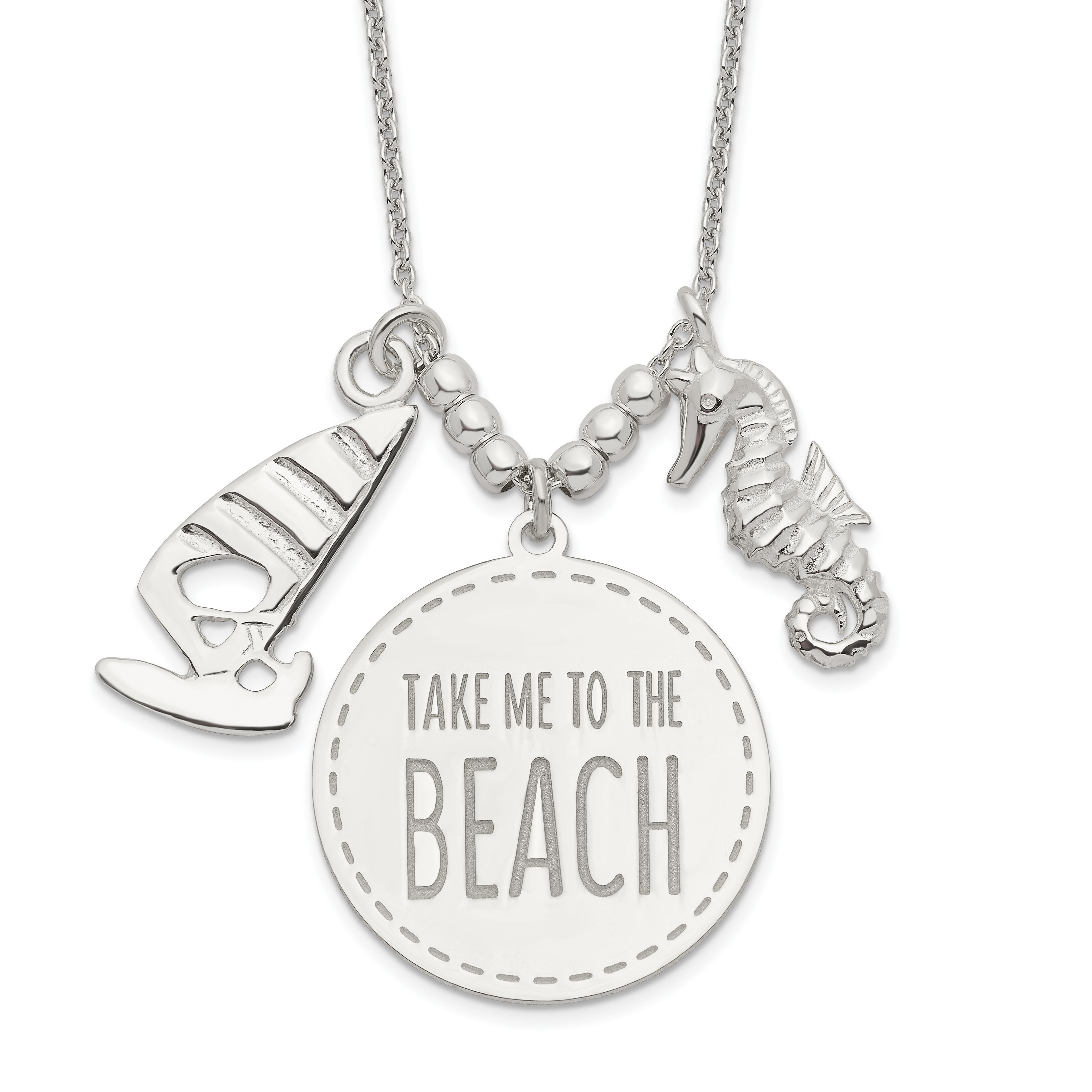 Sterling Silver Take Me to the Beach Necklace (QG6173-16)