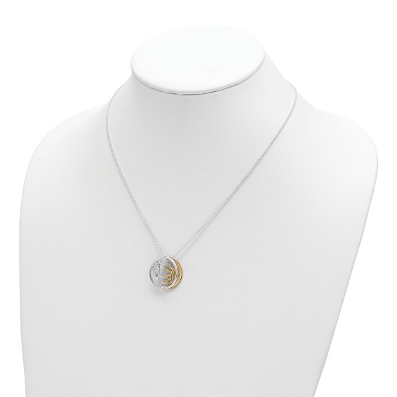 Sterling Silver & Gold-tone Polished Sun & Moon Necklace