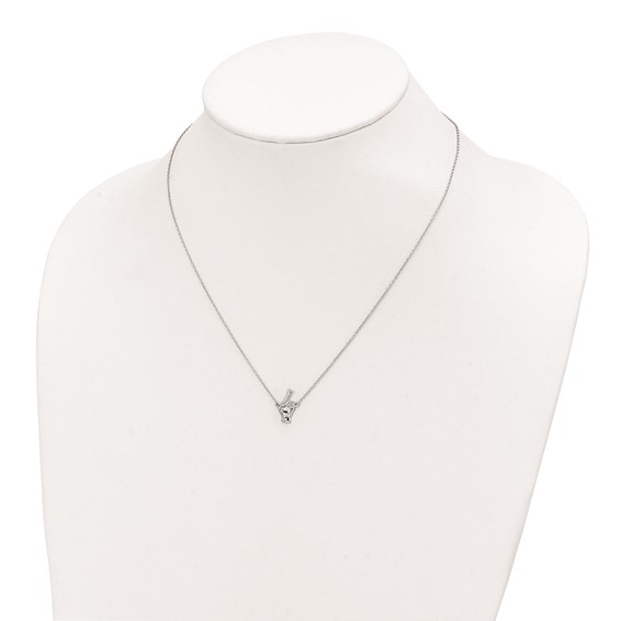 Sterling Silver Rhodium-plated Fingers Crossed Necklace