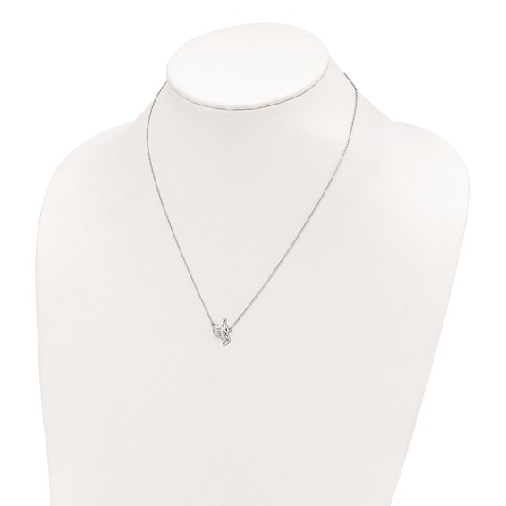 Sterling Silver Rhodium-plated Thumbs Up Necklace