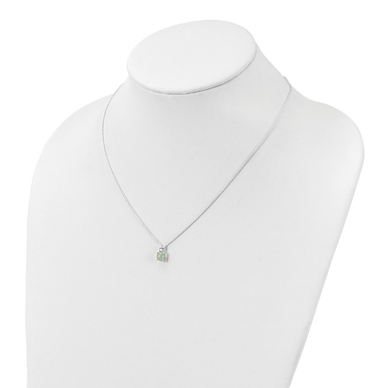 Sterling Silver Light Blue Quartzite & CZ Necklace