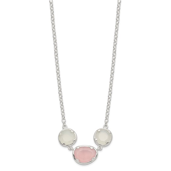 Sterling Silver White & Pink Chalcedony Necklace