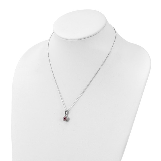 Sterling Silver Polished Rhodium-plated CZ 18in Necklace/Post Earrings Set