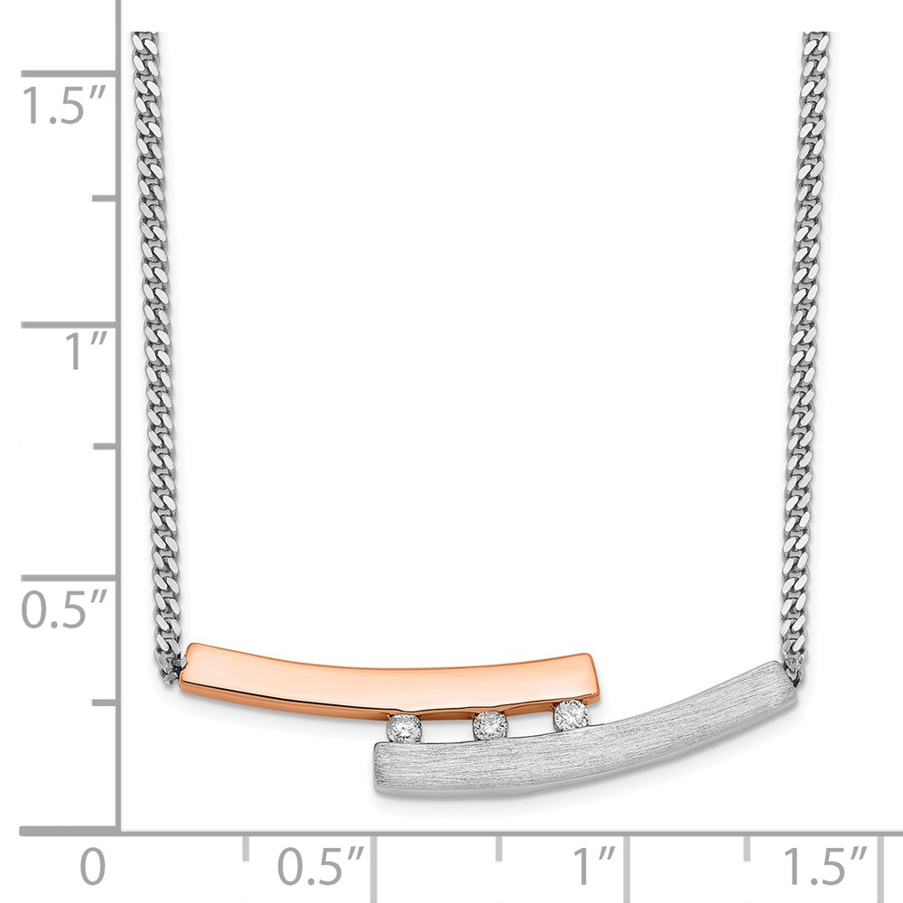 Sterling Silver RH-plate Rose Gold-plated Diamond Bar 16.5in w/1in ext Neck (QG6203-16.5)