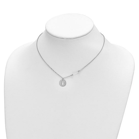 Sterling Silver Rhodium-plated Puppy and Bone w/1 in Ext Necklace