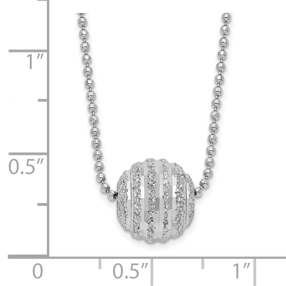 Sterling Silver Rhodium-plated Polish and Lasered Bead 18in Necklace (QG6211-18)