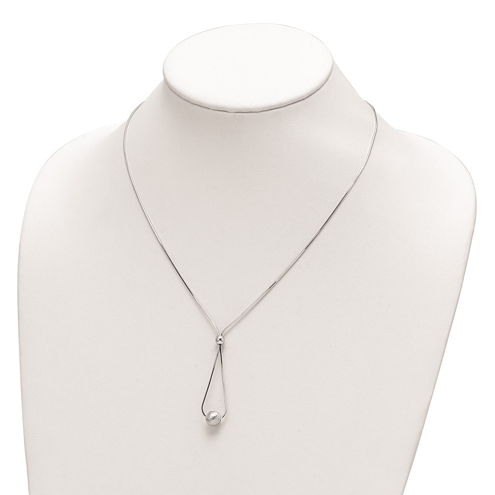 Sterling Silver Rhodium-plated Diamond-cut Beaded Drop 18in Necklace (QG6212-18)