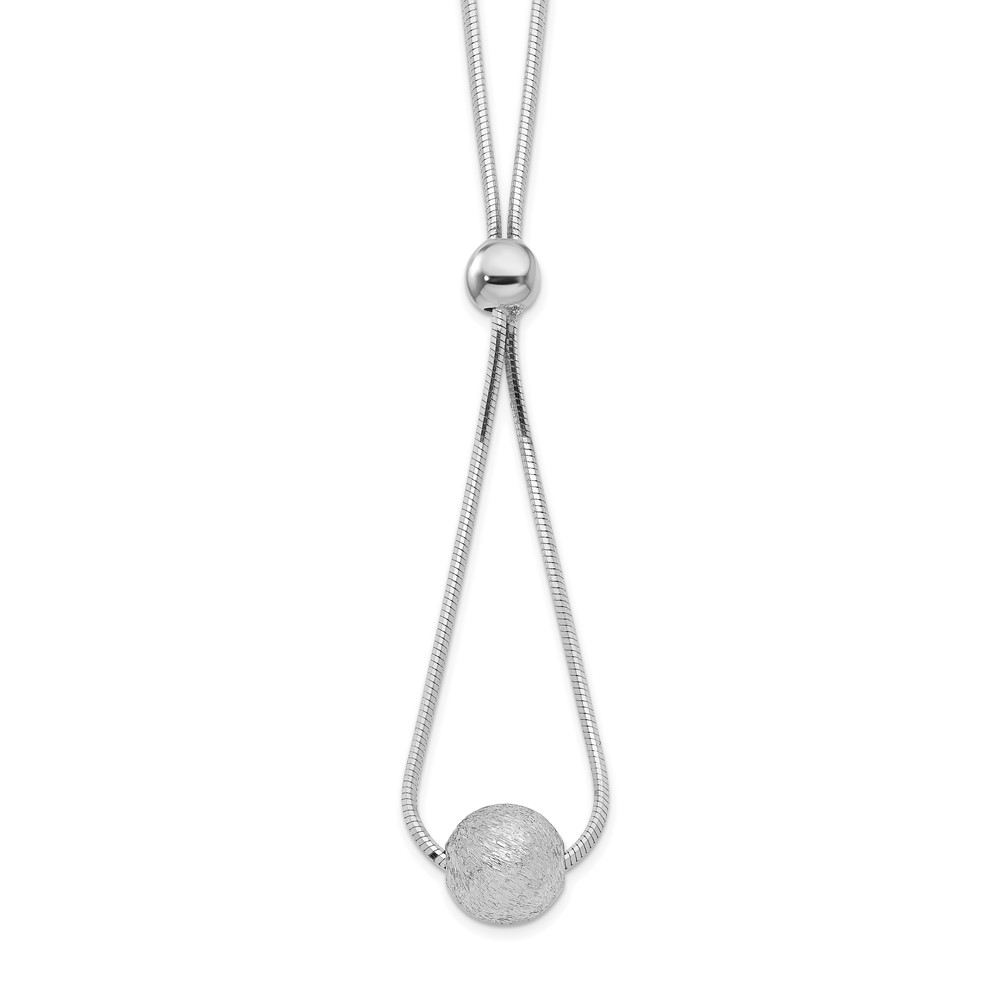 Sterling Silver Rhodium-plated Diamond-cut Beaded Drop 18in Necklace (QG6212-18)