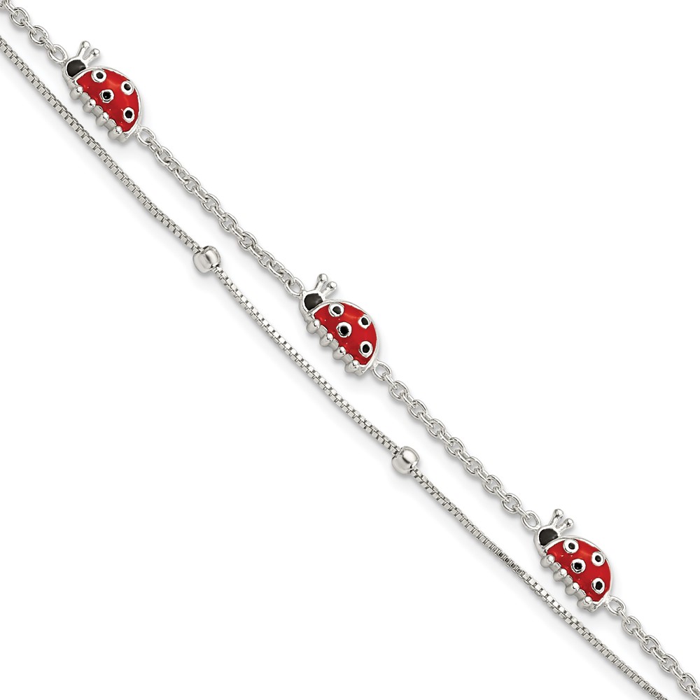 Sterling Silver Enameled Ladybug Bracelet