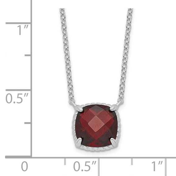 Sterling Silver Square Gemstone Necklace