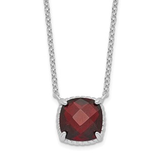 Sterling Silver Square Gemstone Necklace