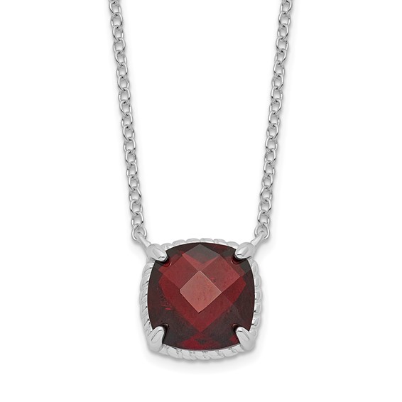 Sterling Silver Square Gemstone Necklace