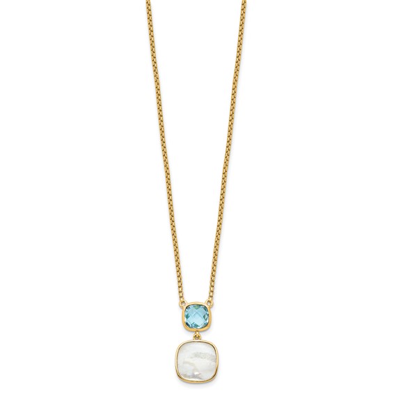 Sterling Silver Mother of Pearl and Gemstone Necklace