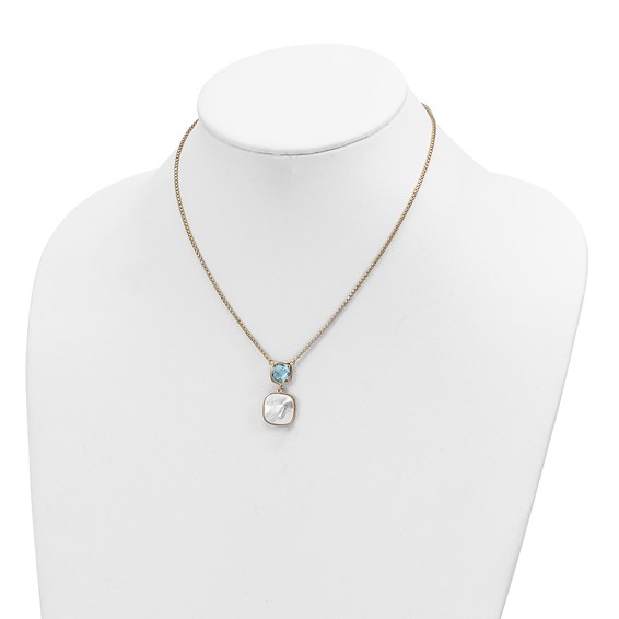 Sterling Silver Mother of Pearl and Gemstone Necklace