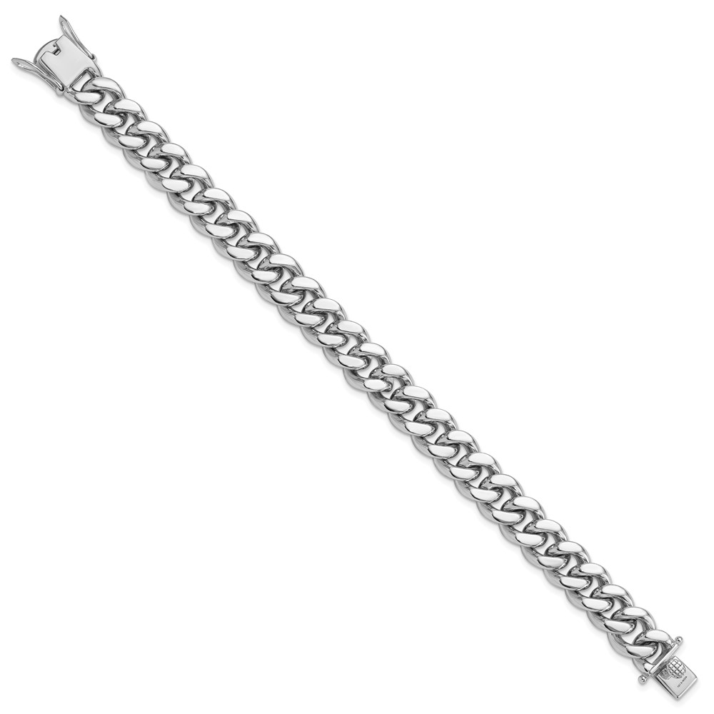 Sterling Silver Rhodium-plated Curb Link Men's 8.5in Bracelet (QG6233-8.5)