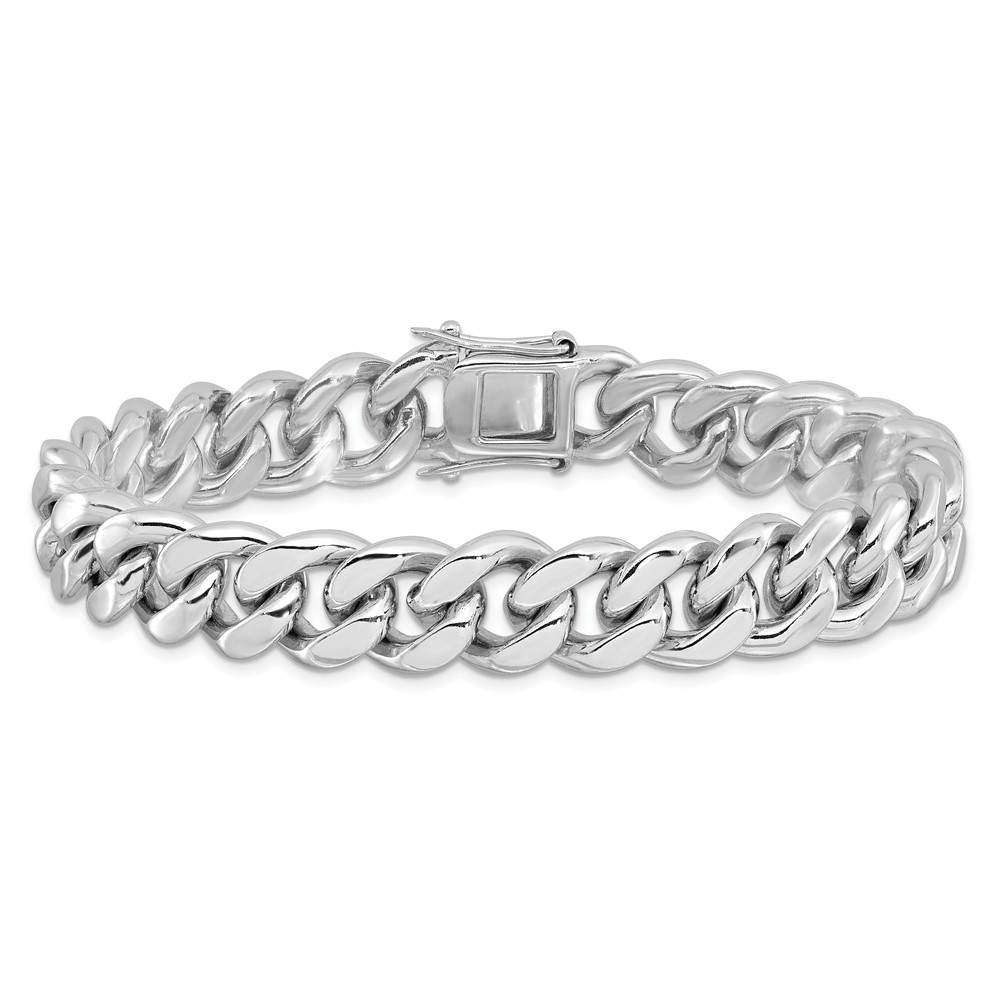 Sterling Silver Rhodium-plated Curb Link Men's 8.5in Bracelet (QG6233-8.5)