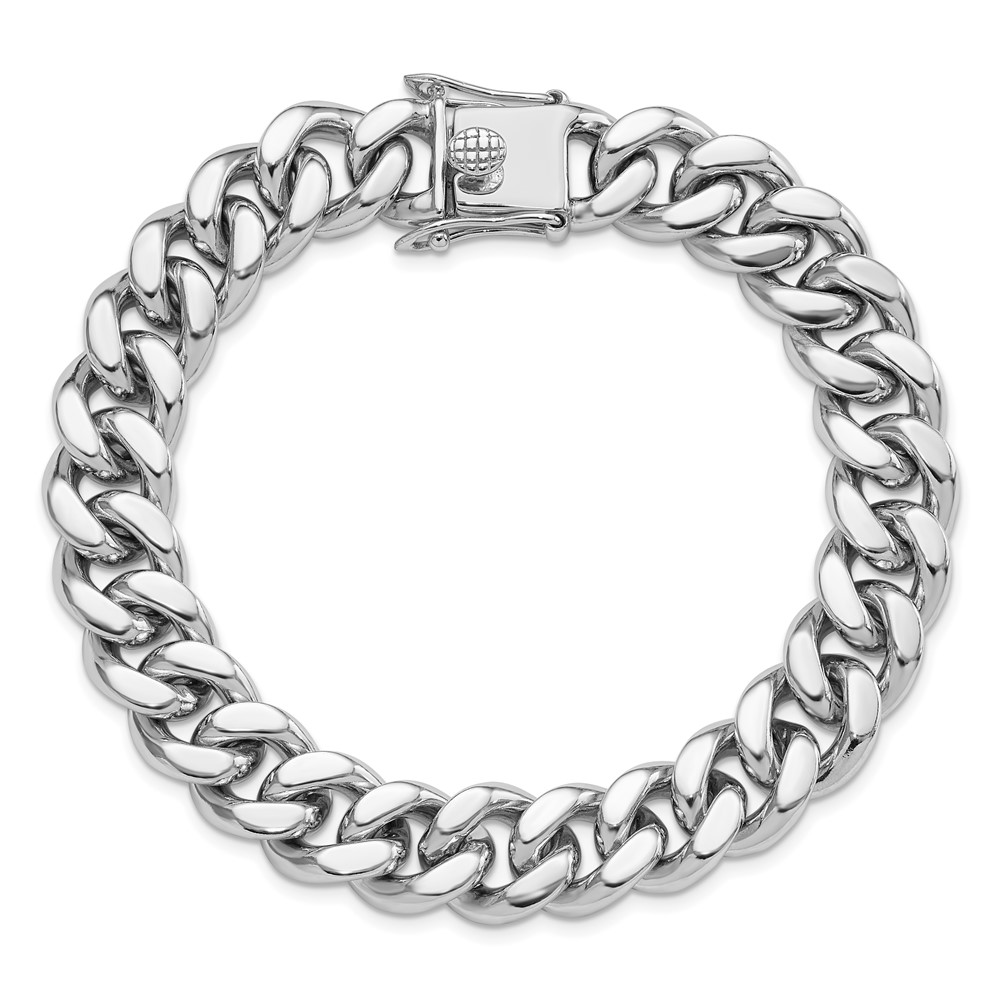 Sterling Silver Rhodium-plated Curb Link Men's 8.5in Bracelet (QG6233-8.5)