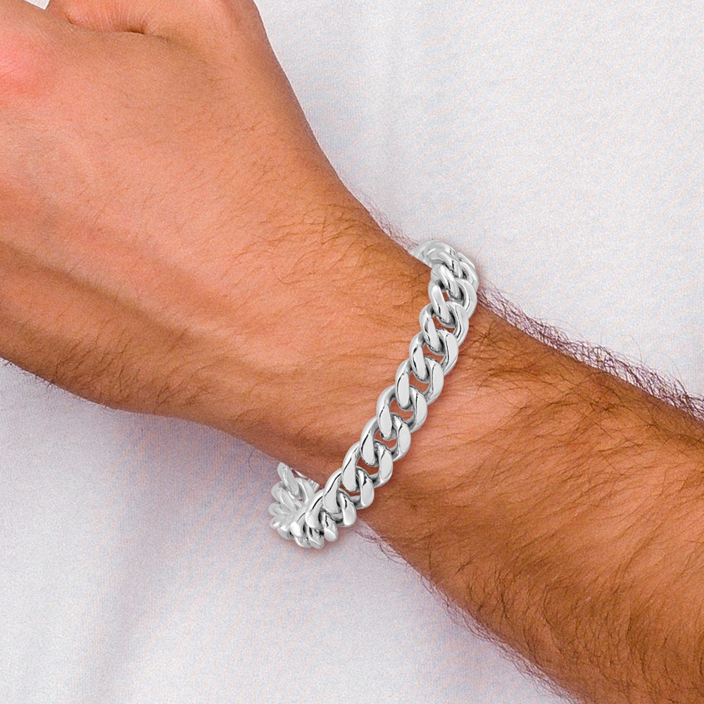 Sterling Silver Rhodium-plated Curb Link Men's 8.5in Bracelet (QG6233-8.5)