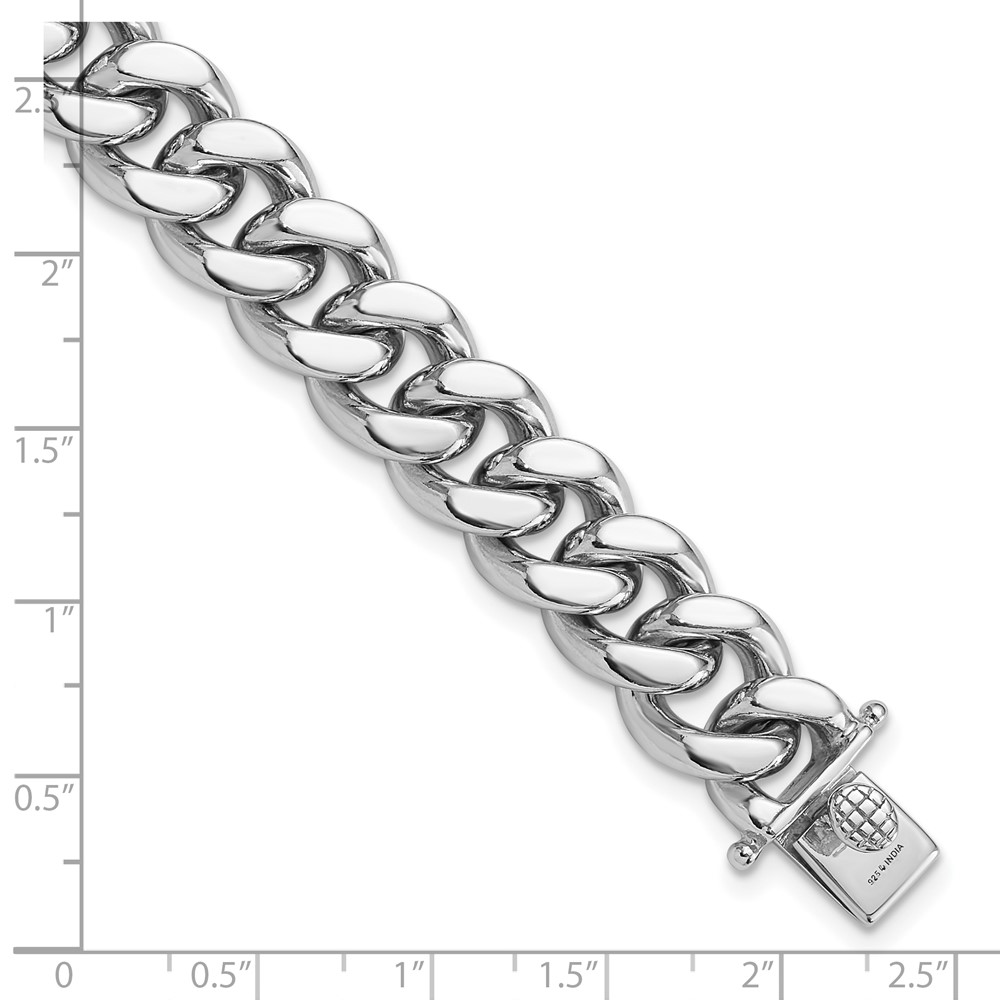 Sterling Silver Rhodium-plated Curb Link Men's 8.5in Bracelet (QG6233-8.5)