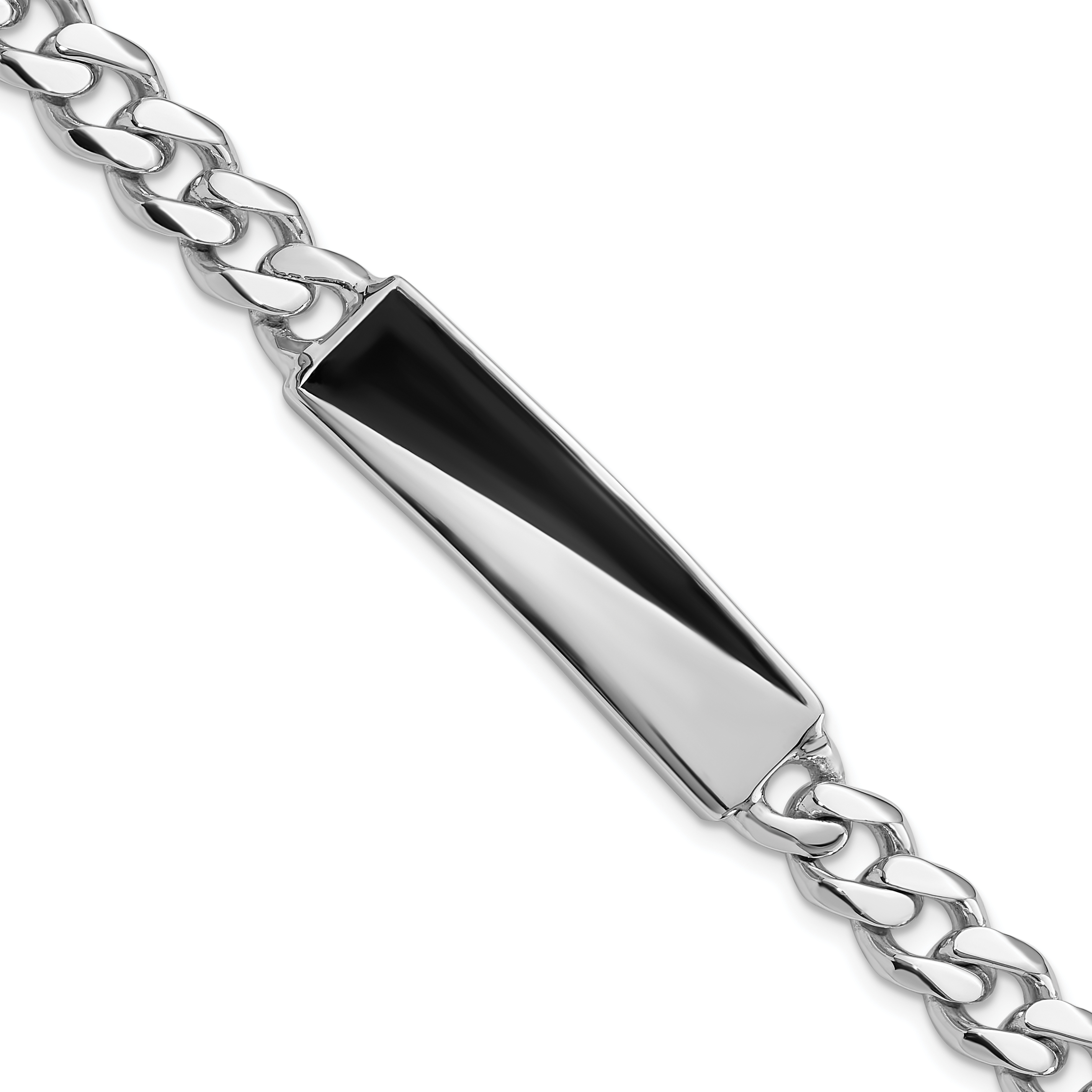 Sterling Silver Rhodium-plated Enameled Bar Men's 8in Bracelet (QG6236-8)