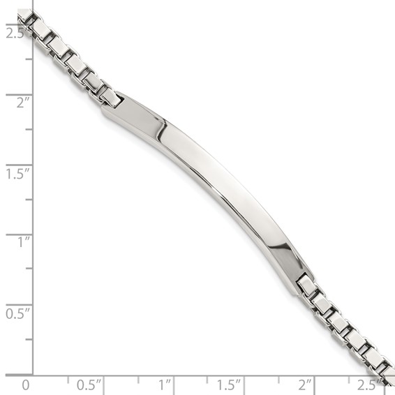 Sterling Silver Polished Box Chain ID Bracelet