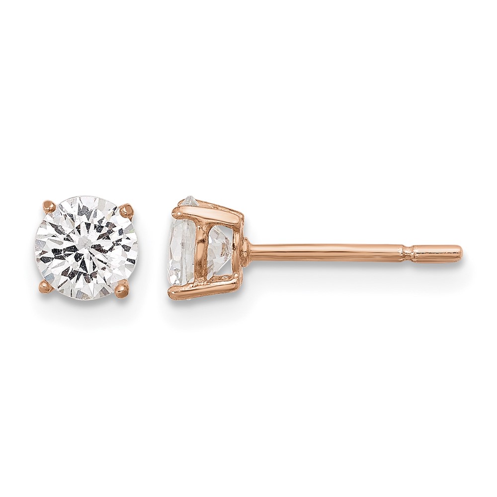 Sterling Silver Rose-tone CZ Adjustable Bracelet and Earring Set (QG6243RPSET)