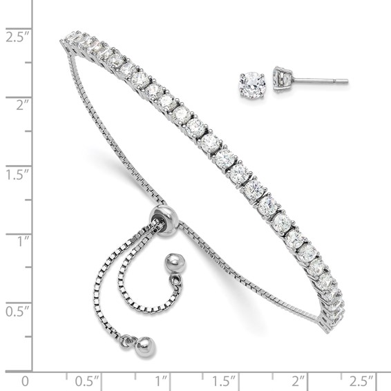 Sterling Silver Adjustable Bracelet and Earring Set