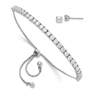 Sterling Silver Adjustable Bracelet and Earring Set