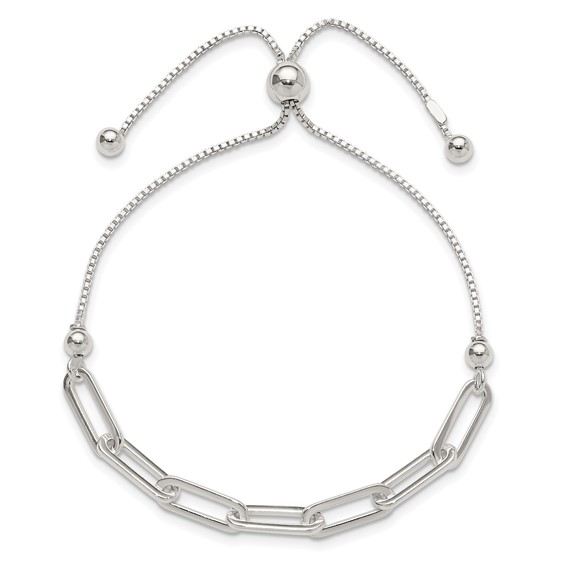 Sterling Silver Paperclip Adjustable Bracelet