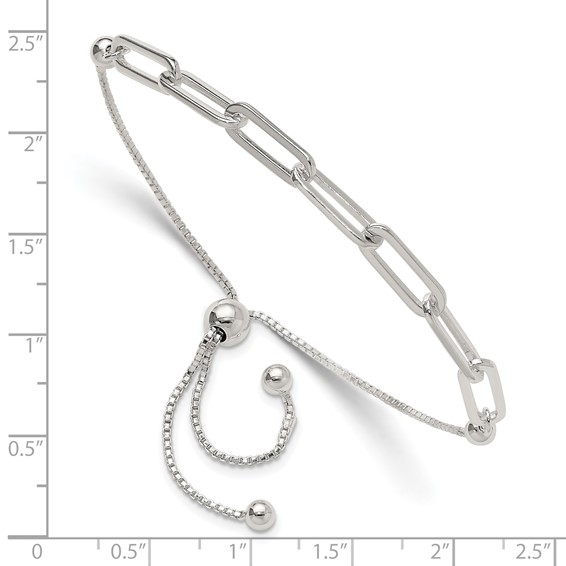 Sterling Silver Paperclip Adjustable Bracelet