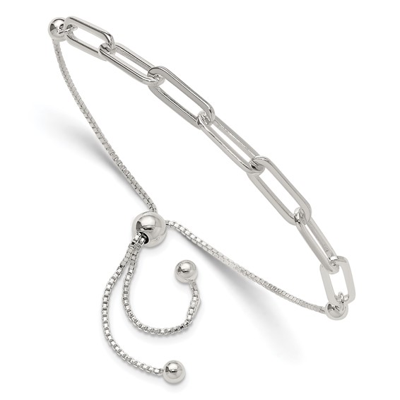 Sterling Silver Paperclip Adjustable Bracelet