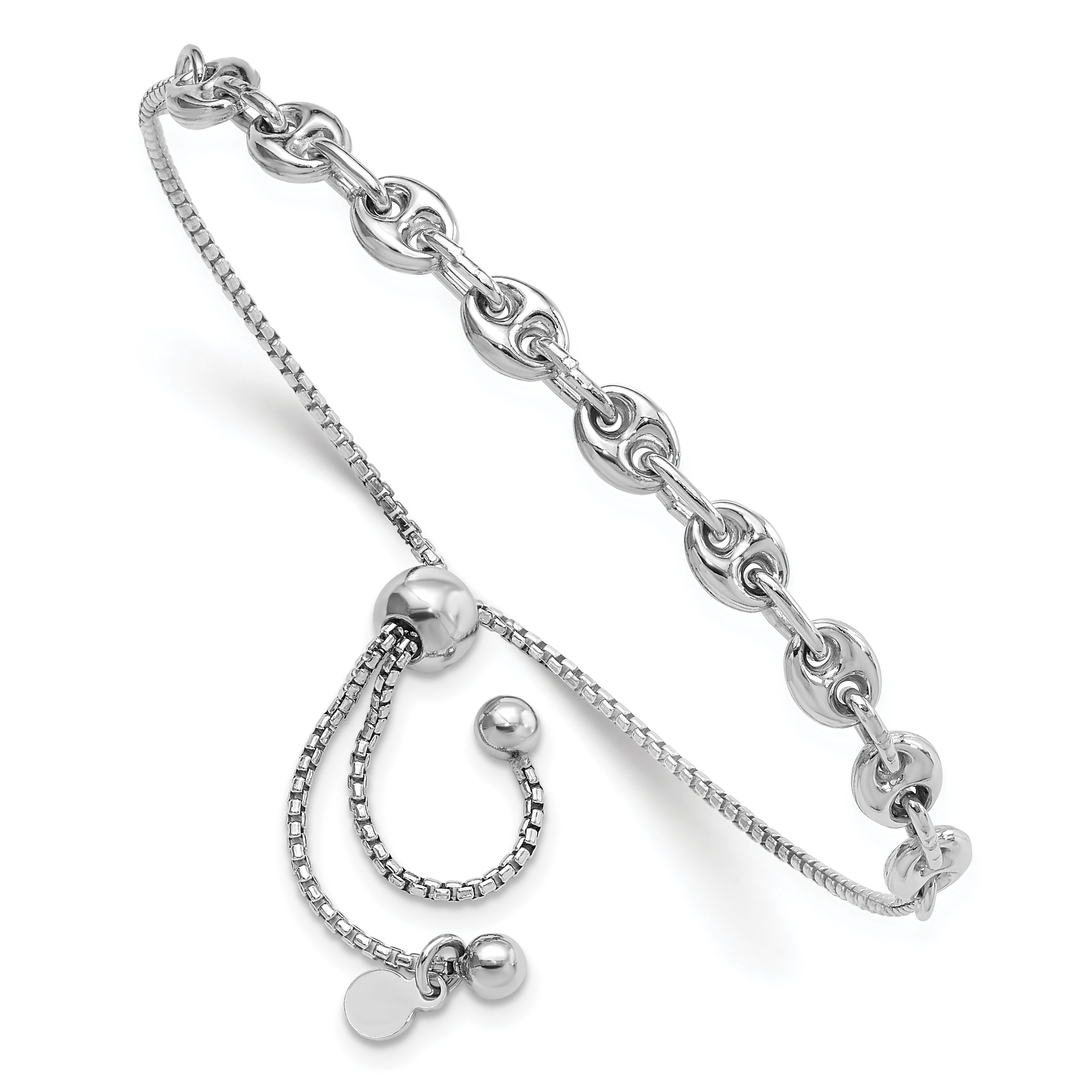 Sterling Silver Rhodium-plated Fancy Adjustable Bracelet (QG6259)