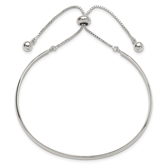 Sterling Silver Polished Bar Adjustable Bracelet
