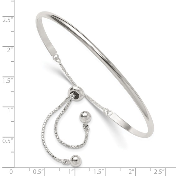 Sterling Silver Polished Bar Adjustable Bracelet