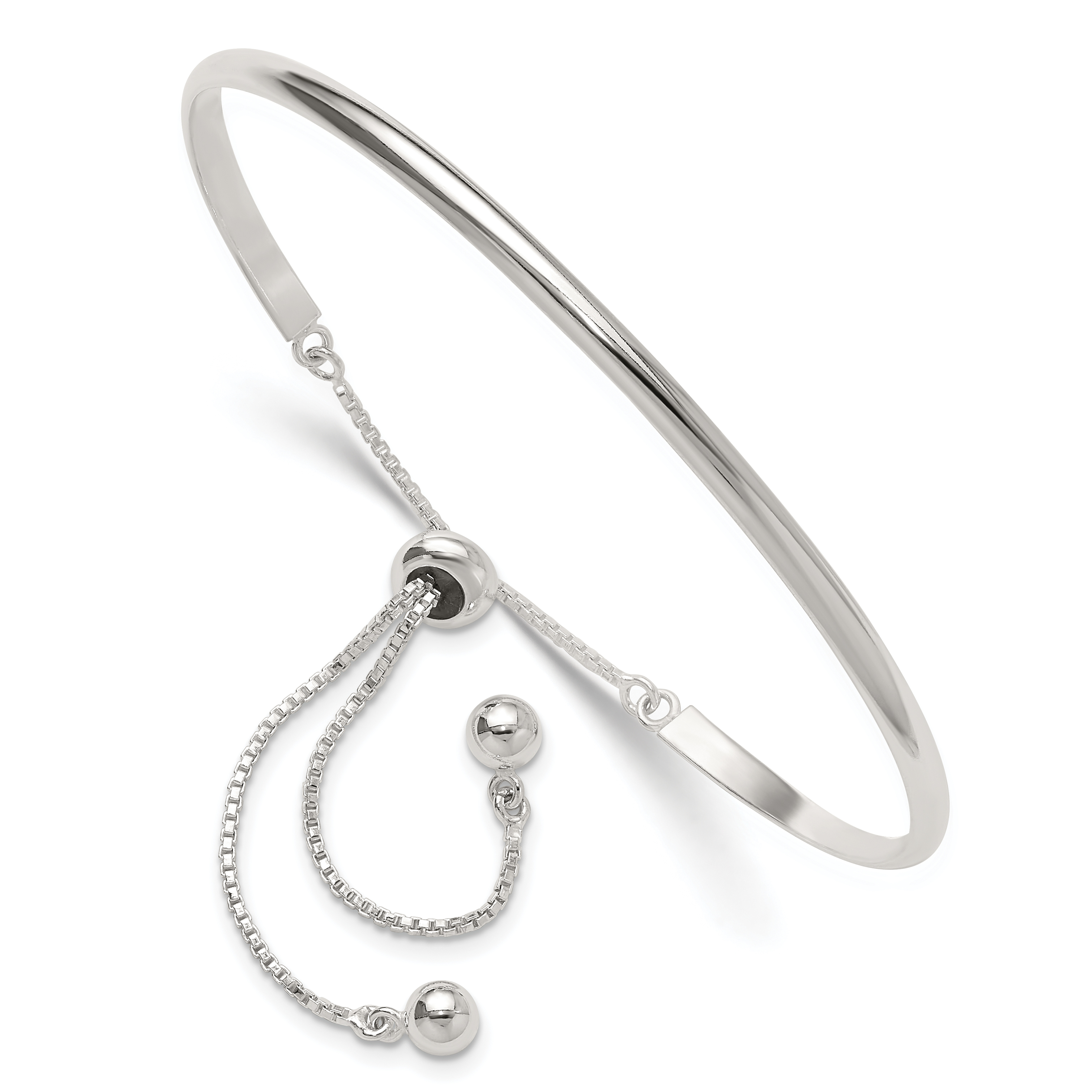Sterling Silver Polished Bar Adjustable Bracelet (QG6261)