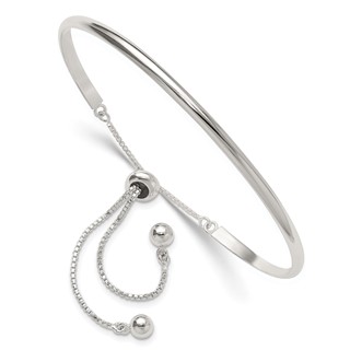 Sterling Silver Polished Bar Adjustable Bracelet