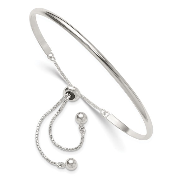 Sterling Silver Polished Bar Adjustable Bracelet