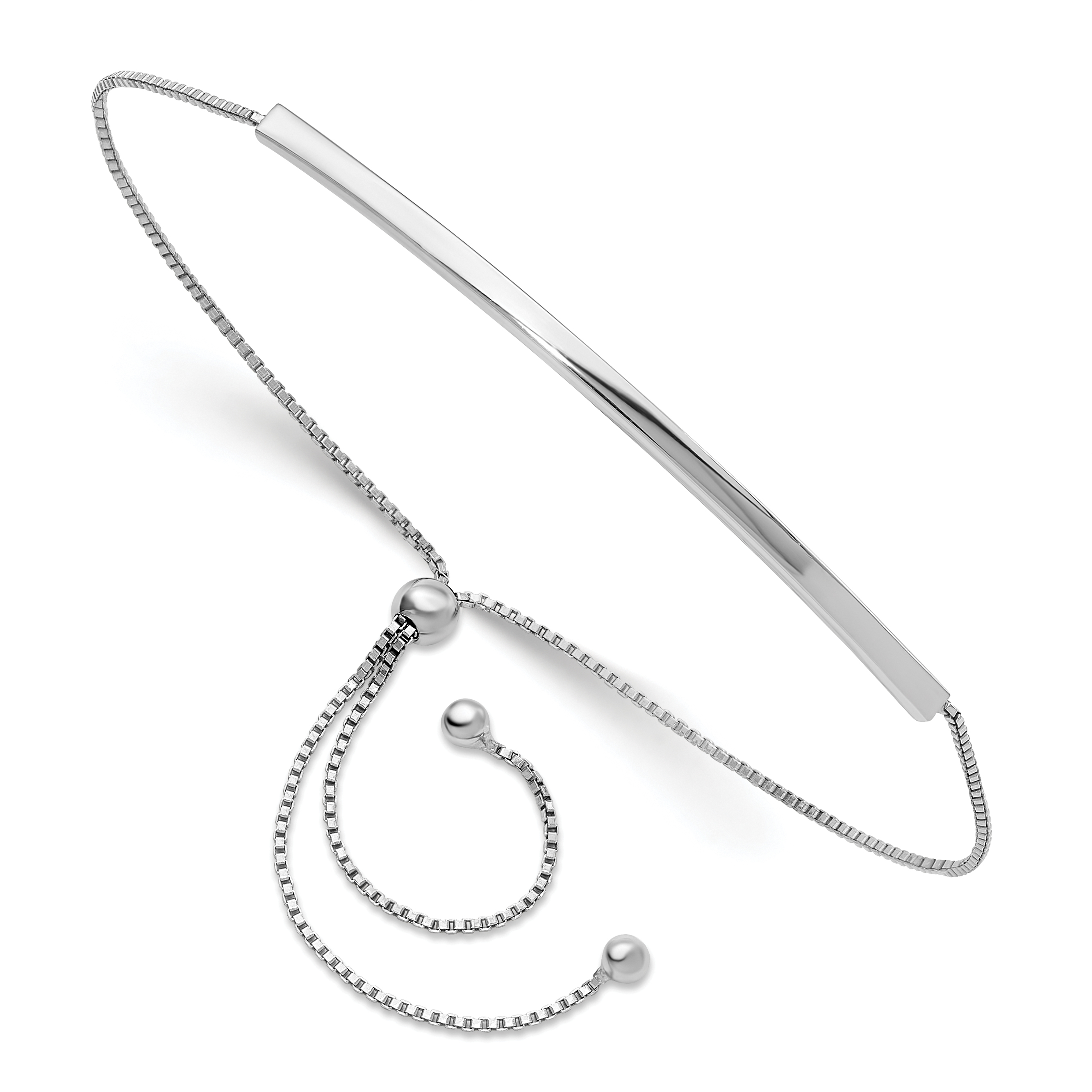 Sterling Silver Rhodium-plated Adjustable Bar Bracelet (QG6262)