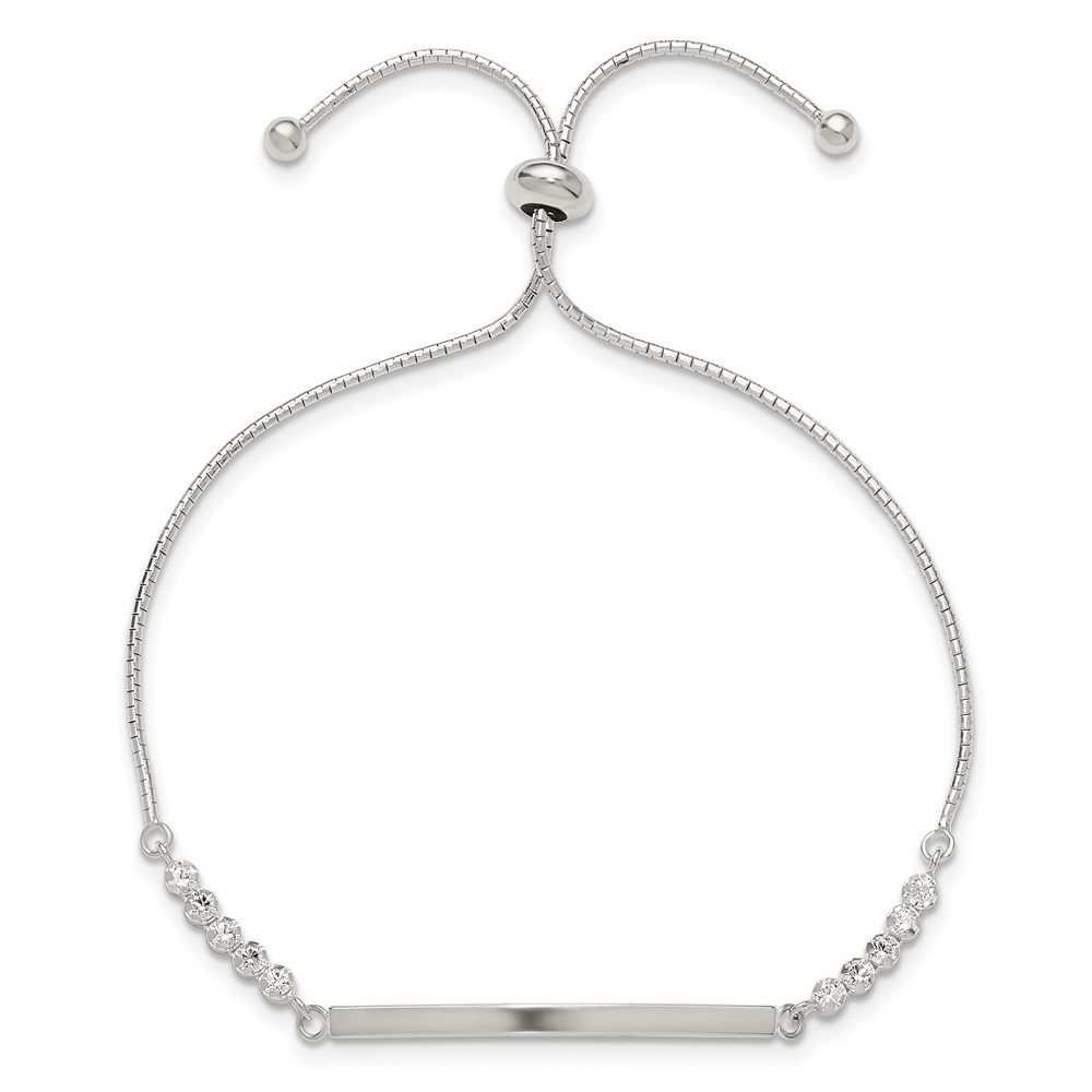 Sterling Silver with CZ Adjustable ID Bracelet (QG6264)