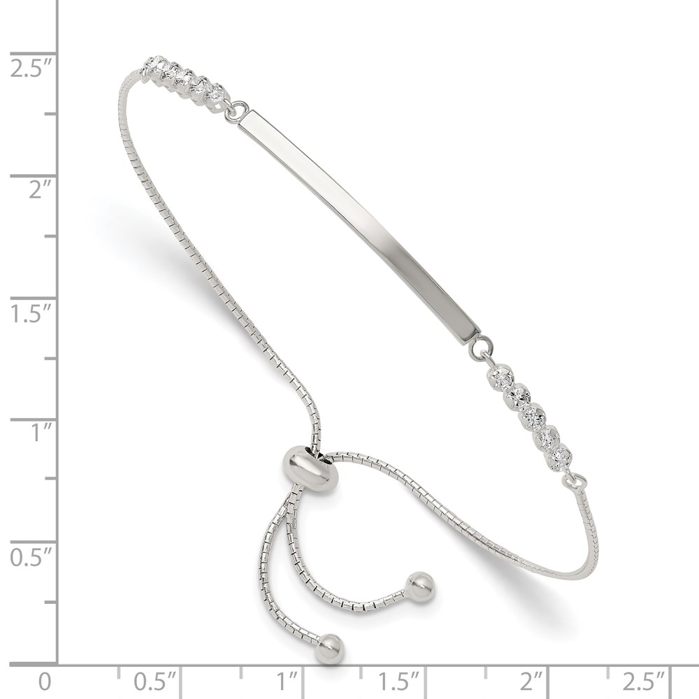 Sterling Silver with CZ Adjustable ID Bracelet (QG6264)