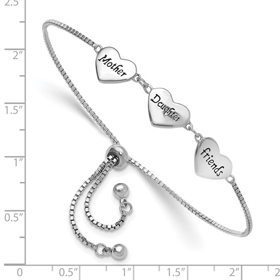 Sterling Silver RH-plated Enamel MOTHER/DAUGHTER/FRIENDS Bracelet