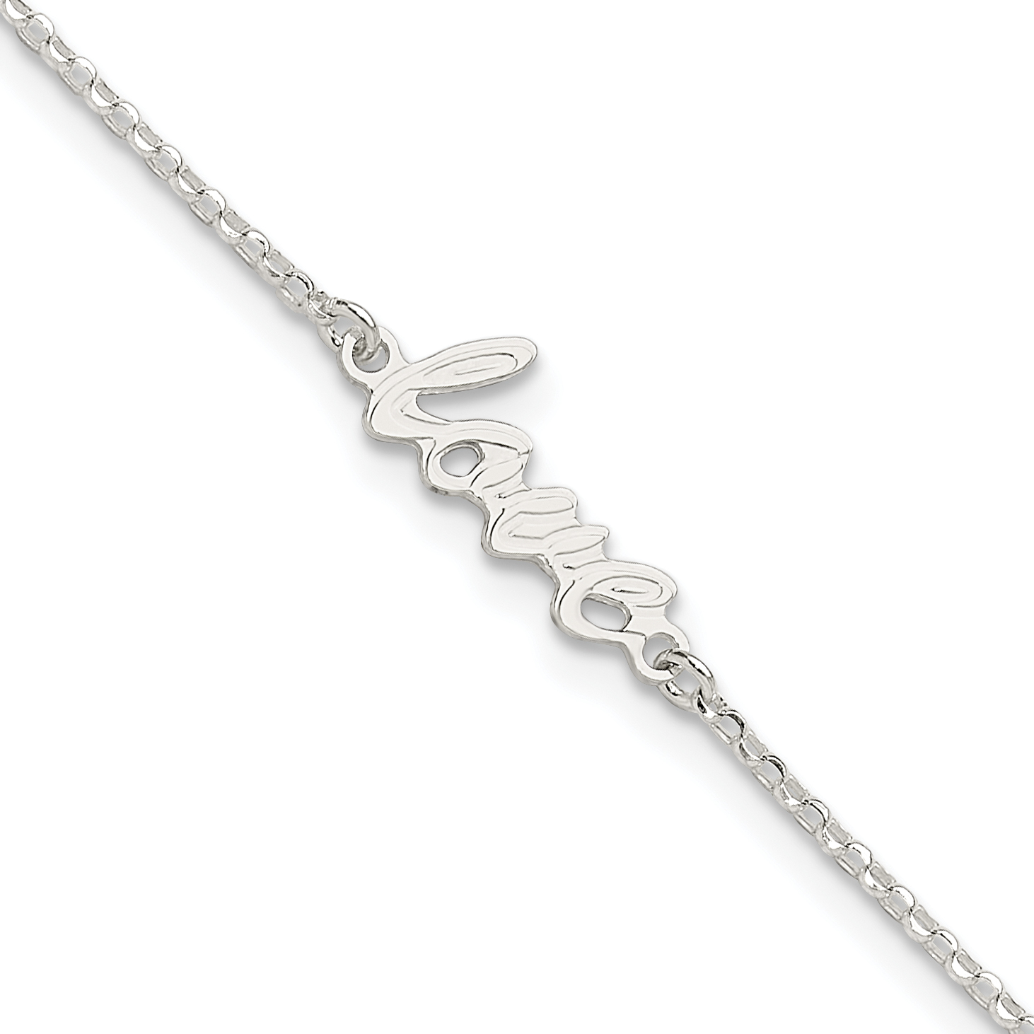 Sterling Silver Polished LOVE 9in Plus 1in ext. Anklet (QG6280-9)