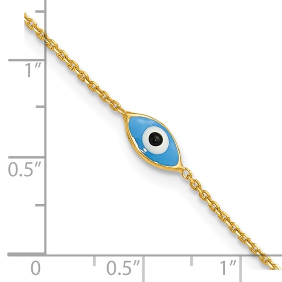 Sterling Silver Gold-plated Enamel Evil Eye 9 inch Plus 1 inch Extender - Total 10 inch Anklet