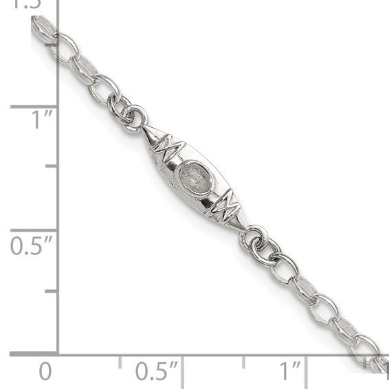 Sterling Silver Antiqued Polished Canoe / Kayak Link Bracelet