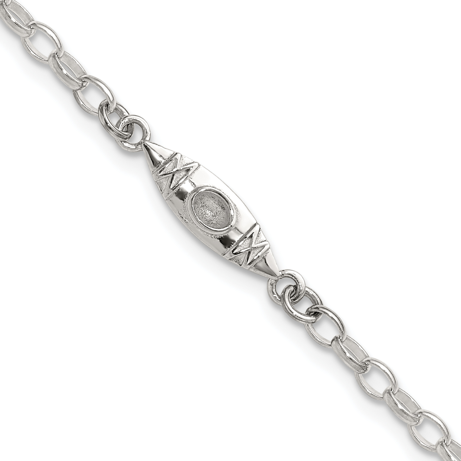 Sterling Silver Antiqued Polished Canoe / Kayak Link Bracelet (QG6321-7.25)
