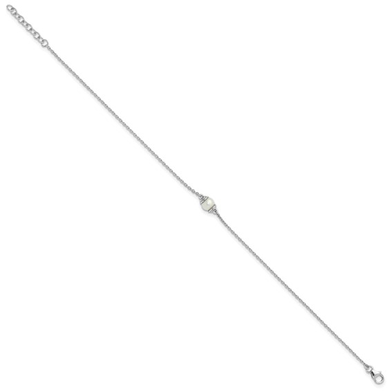 Sterling Silver Rhodium-plated Freshwater Cultured Pearl 9 inch Plus 1 inch Extender - Total 10 inch Anklet