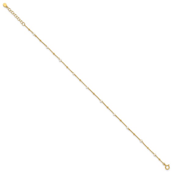 Affordable Expressions Sterling Silver Gold-tone 3mm Freshwater Cultured Pearl 9 inch Plus 1 inch Extender - Total 10 inch Anklet