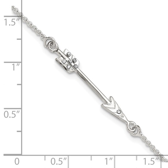Sterling Silver Polished CZ Arrow Bracelet