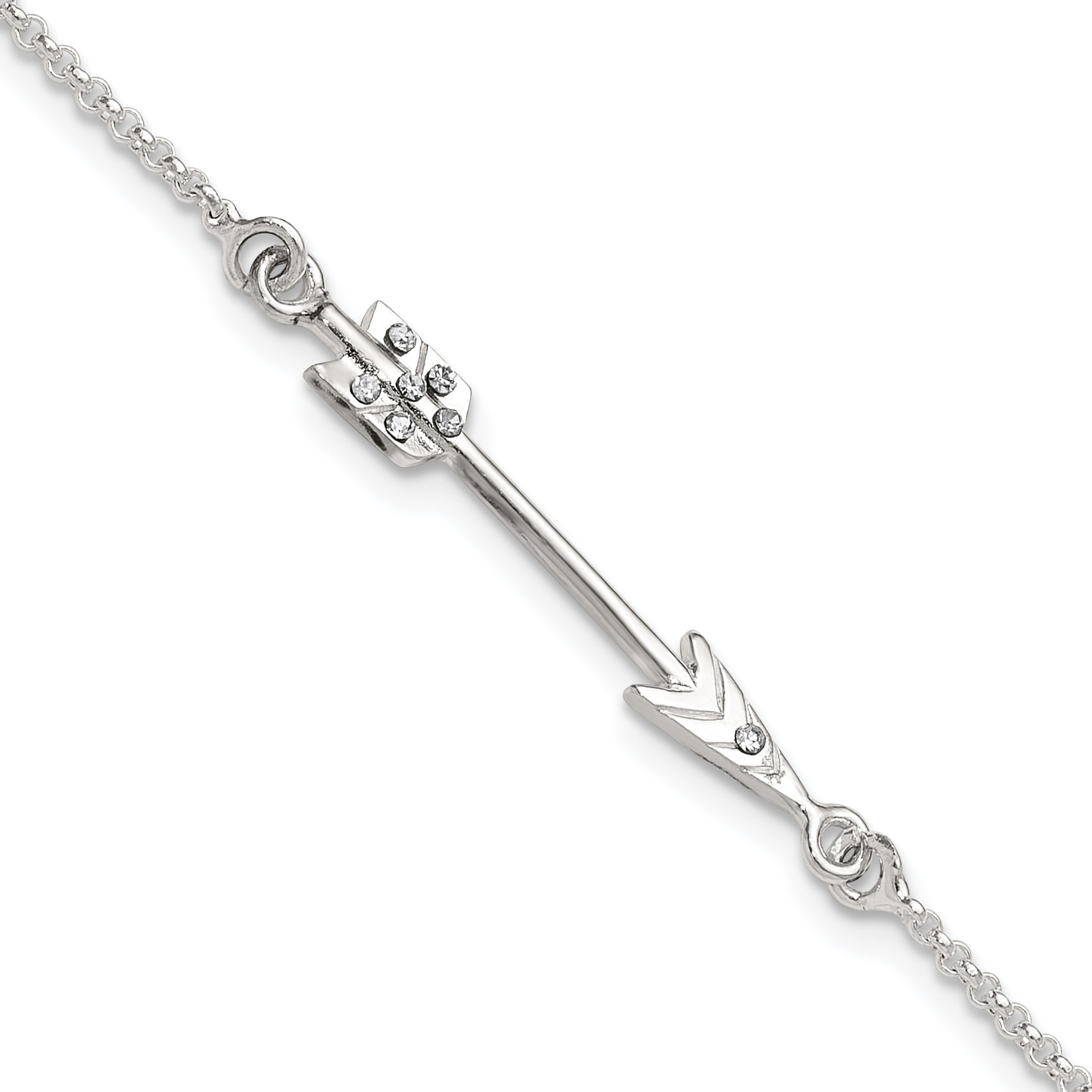Sterling Silver Polished CZ Arrow Bracelet (QG6354-8.25)