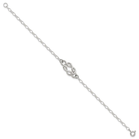 Sterling Silver Polished Fancy Knot Link Bracelet